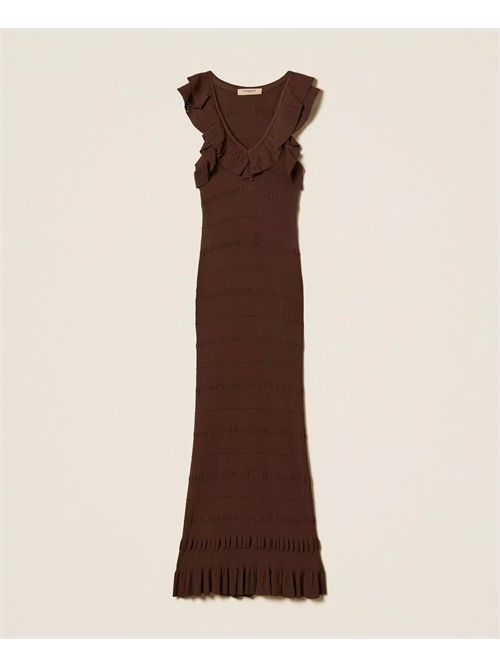 Abito longuette a costine con volant TWINSET | TT3023/12110